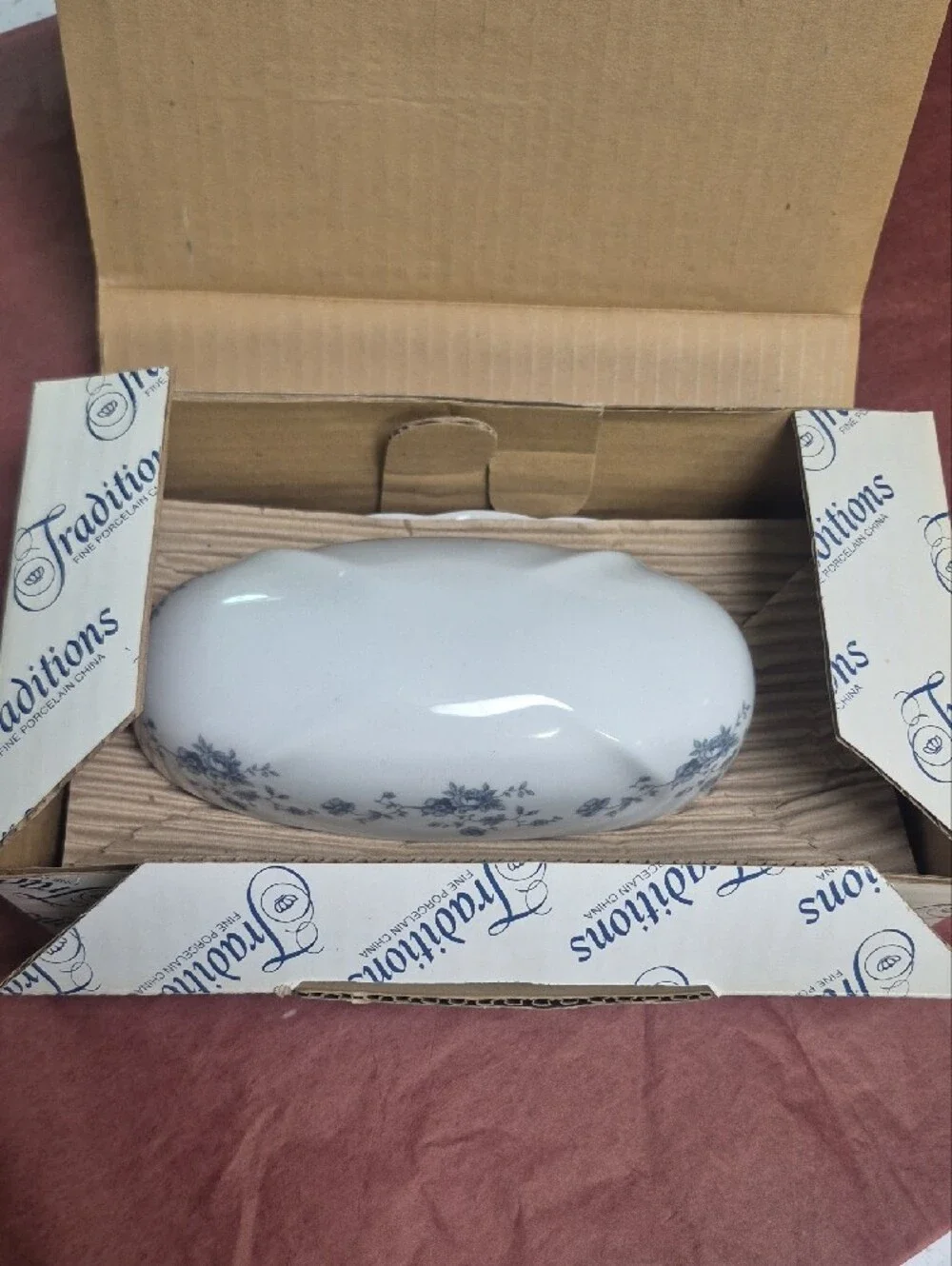 Traditions Johann Haviland Blue Garland Covered Butter Dish - Still In Box